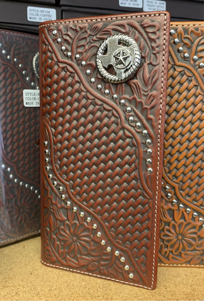 #LG GENUINE LEATHER WESTERN CHECKBOOK MEN'S WALLET WESTERN FASHION--FREE SHIPPING