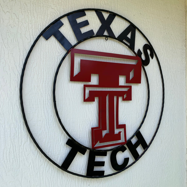 TEXAS TECH CUSTOM METAL VINTAGE CRAFT SIGN WESTERN HOME DECOR HANDMADE 12",18",24",32",36"