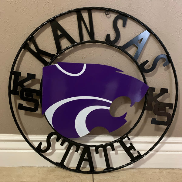 KANSAS STATE METAL CUSTOM VINTAGE CRAFT WALL ART TEAM SIGN HANDMADE