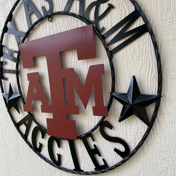 12", 18", 24", 32" TEXAS A&M AGGIES STARS METAL CUSTOM VINTAGE CRAFT WALL ART TEAM SIGN HANDMADE