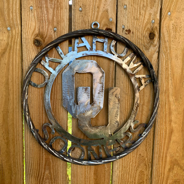 12", 18", 24", 32" OU OKLAHOMA SOONERS RAW METAL CUSTOM VINTAGE CRAFT WALL ART TEAM SIGN HANDMADE
