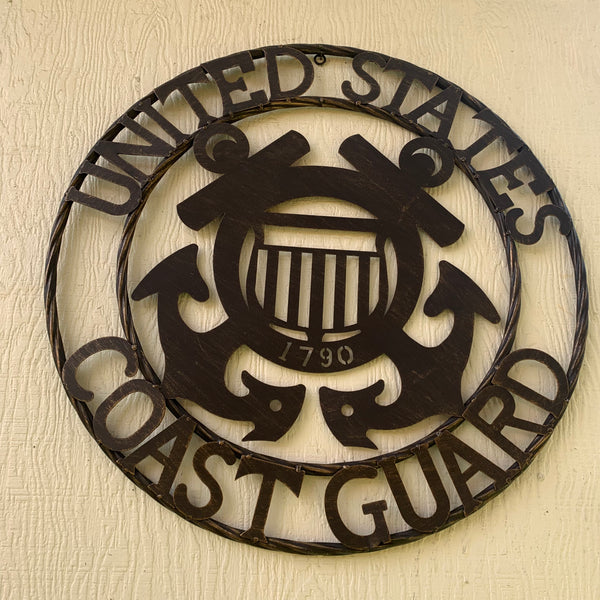 24" USA COAST GUARD MILITARY METAL WALL ART DECOR VINTAGE RUSTIC BRONZE WESTERN HOME DECOR NEW