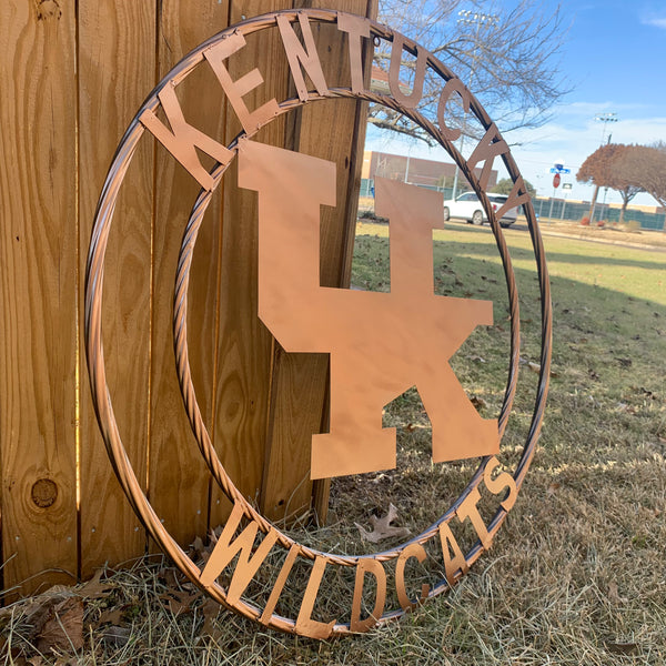 12", 18", 24", 32" KENTUCKY WILDCATS CUSTOM HAMMERED COPPER METAL VINTAGE CRAFT SIGN HANDMADE