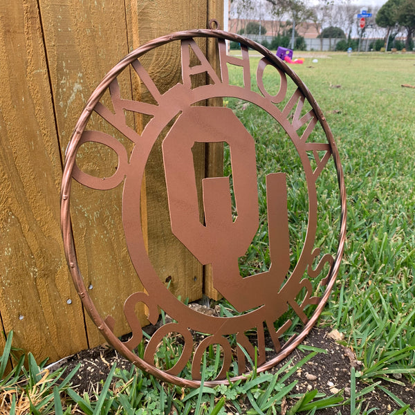 12",18",24",32",36" OU SOONERS OKLAHOMA HAMMERED COPPER CUSTOM VINTAGE TEAM CRAFT METAL ART WESTERN HOME DECOR