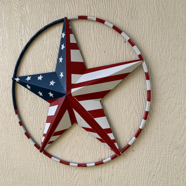 PEACE STAR METAL RED WHT BLUE STAR WESTERN HOME DECOR HANDMADE 12",16",24",32"36",38",40",48"