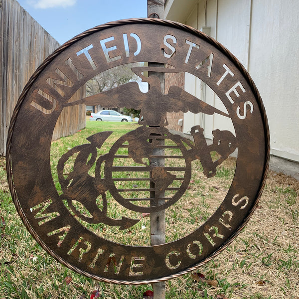 #EH10851 24" UNITED STATES MARINE CORPS MILITARY LASERCUT METAL WALL ART SIGN WESTERN HOME DECOR HANDMADE BRONZE