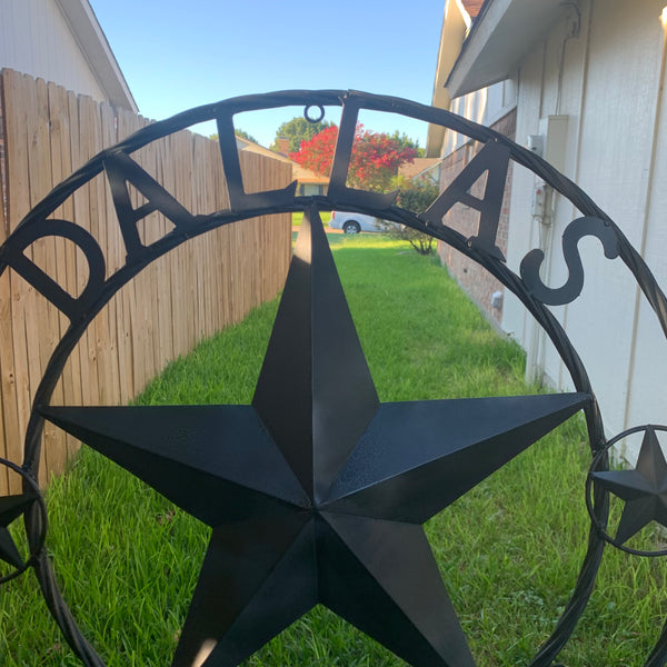 24" STAR & 34" STAKE DALLAS COWBOYS DECOR METAL ART WESTERN HOME WALL DECOR ALL RUSTIC BLACK STAR WITH 34" STAKE