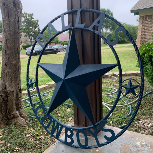 DALLAS COWBOYS NAVY BLUE BARN STAR METAL LONE STAR WESTERN HOME DECOR HANDMADE 24",32",36",40",42",44",46",50"