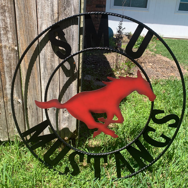 12",18",24",32",36" SMU MUSTANGS METAL CUSTOM VINTAGE CRAFT WALL ART TEAM SIGN HANDMADE