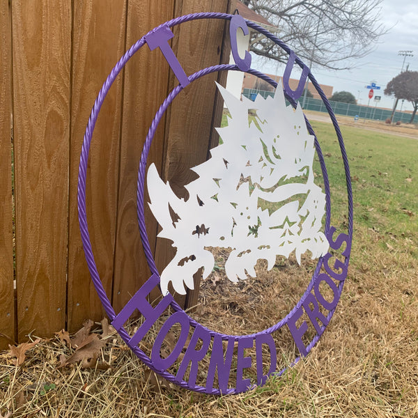 12",18",24",32",36" TCU HORNED FROGS CUSTOM METAL VINTAGE CRAFT TEAM SIGN HANDMADE