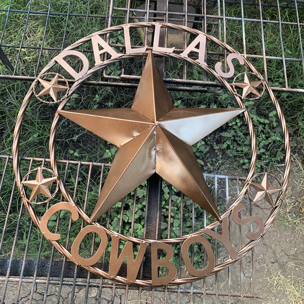 DALLAS COWBOYS BRONZE STAR METAL ART WESTERN HOME WALL DECOR, SIZE:24",32",36",40",42",44",46",50"