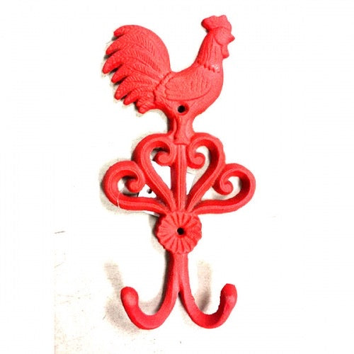 9" RED ROOSTER KAY HOLDER COAT HOOK HOOK CAST IRON WALL ART METAL WESTERN HOME DECOR NEW