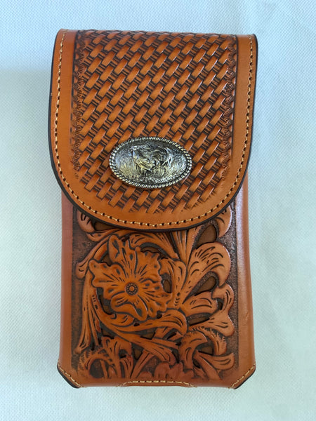 L_2069-1  7" ROOSTER TAN BROWN LEATHER POUCH EXTRA LARGE  BELT LOOP HOLSTER CELL PHONE CASE UNIVERSAL OVERSIZE