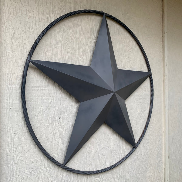 RUSTIC GREY BARN LONE STAR WITH TWISTED ROPE RING METAL WALL ART WESTERN HOME DECOR VINTAGE RUSTIC CRAFT NEW 12",16",24",32",36",38",40",48",60",72",96"