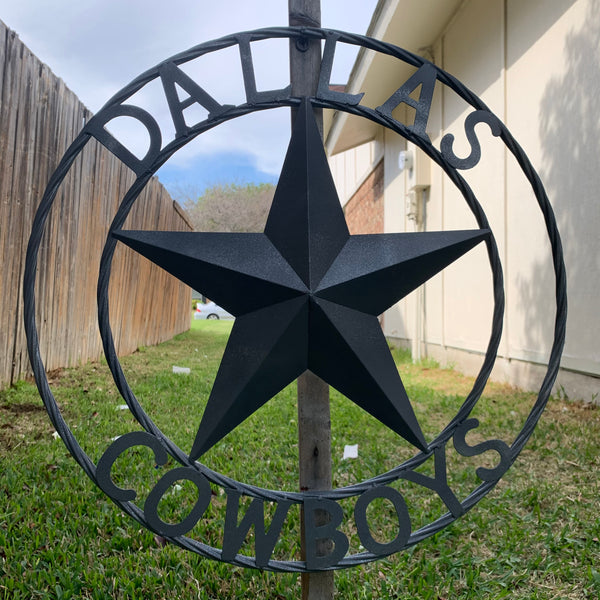 DALLAS COWBOYS RUSTIC GREY BARN LONE STAR CUSTOM METAL VINTAGE STAR WESTERN HOME DECOR