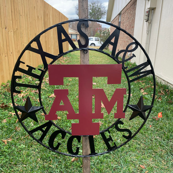 12", 18", 24", 32" TEXAS A&M AGGIES STARS METAL CUSTOM VINTAGE CRAFT WALL ART TEAM SIGN HANDMADE