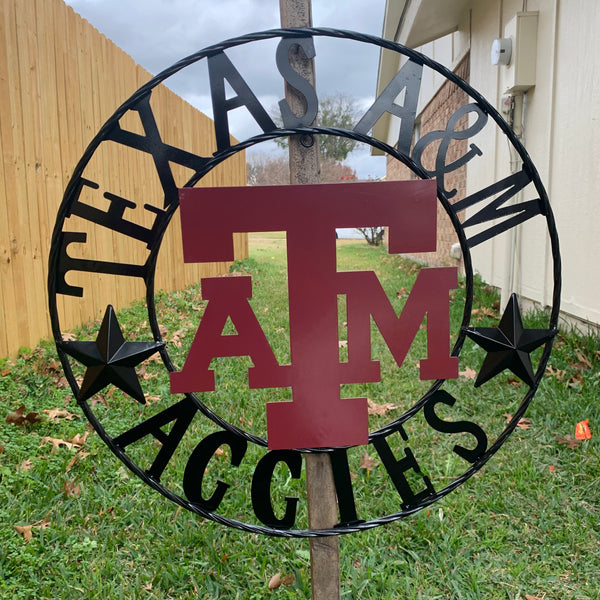 12", 18", 24", 32" TEXAS A&M AGGIES STARS METAL CUSTOM VINTAGE CRAFT WALL ART TEAM SIGN HANDMADE