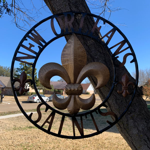 18", 24", 32" NEW ORLEANS SAINTS METAL SIGN WALL ART WESTERN HOME DECOR RUSTIC GOLD & BLACK ART NEW