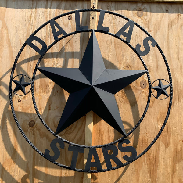 DALLAS STARS RUSTIC BLACK LONE STAR METAL HOCKEY TEAM WESTERN HOME DECOR CRAFT
