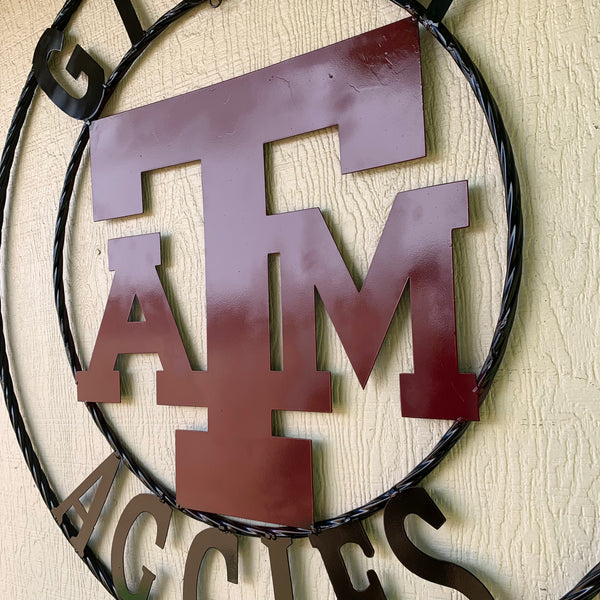 GIGEM AGGIES METAL CUSTOM VINTAGE CRAFT TEAM SIGN HANDMADE