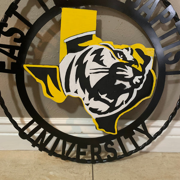 EAST TEXAS BAPTIST UNIVERSITY METAL CUSTOM VINTAGE CRAFT SIGN WALL ART TEAM HANDMADE
