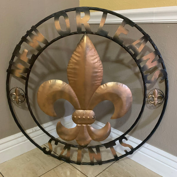 18", 24", 32" NEW ORLEANS SAINTS METAL SIGN WALL ART WESTERN HOME DECOR RUSTIC GOLD & BLACK ART NEW