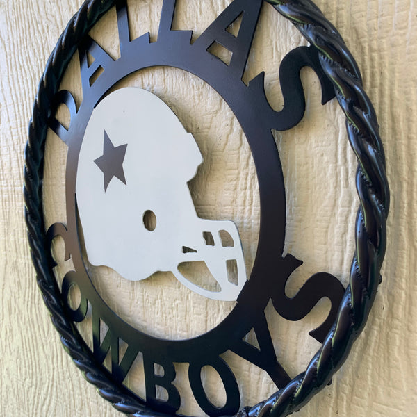 12", 18", 24", 32" DALLAS COWBOYS HELMET SIGN NAVY BLUE & WHITE METAL CUSTOM VINTAGE CRAFT WALL ART TEAM SIGN HANDMADE