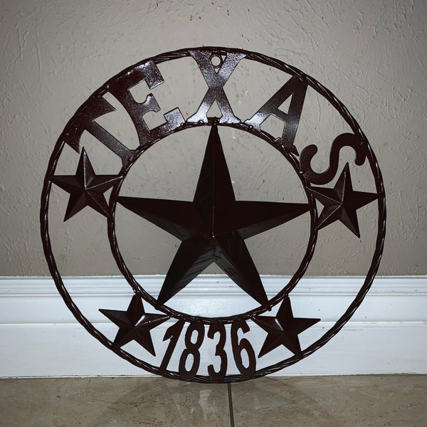 16",24",32",50" RUSTIC BROWN TEXAS 1836 BARN STAR METAL ART WESTERN HOME DECOR VINTAGE RUSTIC DARK BROWN NEW