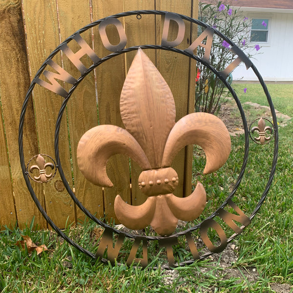 18", 24", 32" 36" WHO DAT NATION FLEUR DE LIS METAL WALL ART WESTERN HOME DECOR NEW