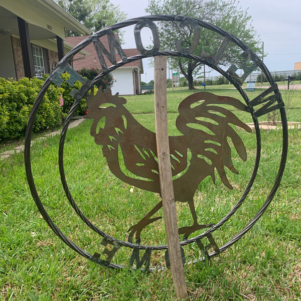 YOUR CUSTOM NAME ROOSTER LASERCUT RAW METAL ART WITH RING DESIGN WESTERN METAL ANIMAL ART HOME WALL DECOR BRAND NEW