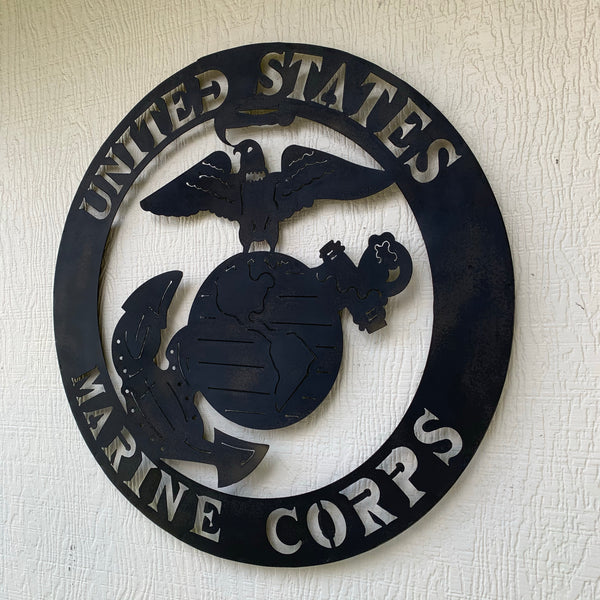 24" USA MARINE CORPS MILITARY LASERCUT BLACK CUSTOM VINTAGE METAL CRAFT WALL ART DECOR WESTERN HOME DECOR HANDMADE