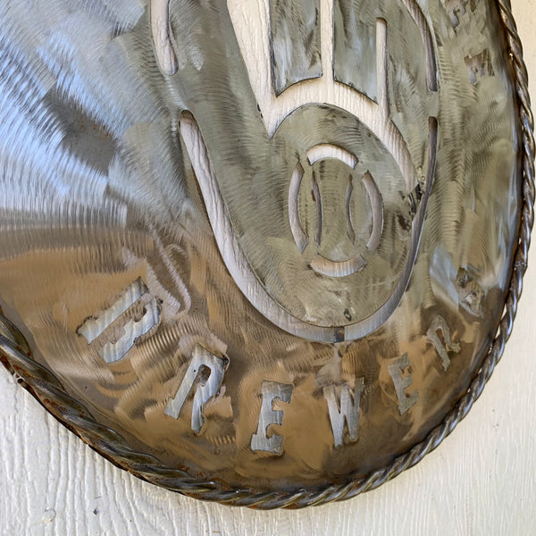 24" MILWAUKEE BREWERS RAW METAL WIDE BAND DISC STYLE CUSTOM METAL VINTAGE CRAFT TEAM SIGN HANDMADE