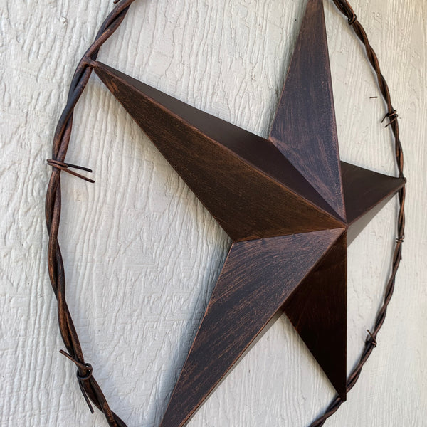 24" BARBWIRE TWISTED RING METAL WALL ART WESTERN HOME DECOR RUSTIC BRONZE COPPER #A10024
