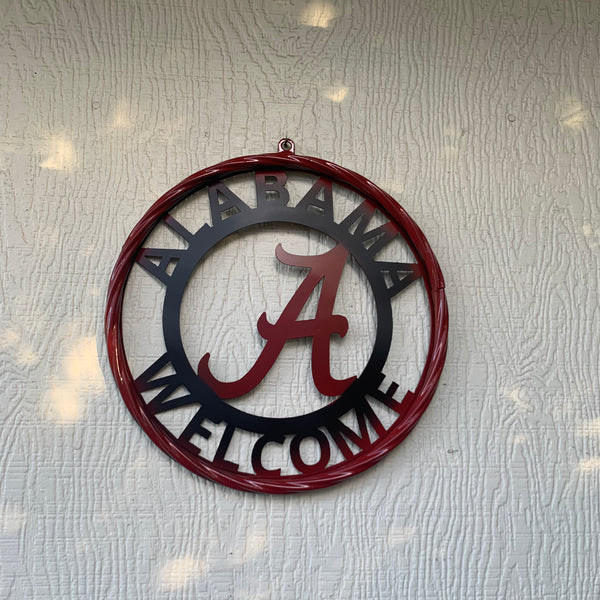 ALABAMA WELCOME RED & BLACK CUSTOM METAL VINTAGE SIGN TEAM HANDMADE