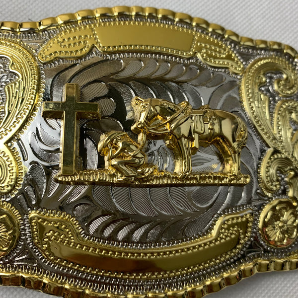 ITEM# WS  5" X 4" COWBOYS CHURCH BELT BUCKLE WESTERN FASHION ART Item#3291-15-S RED_WS BRAND NEW