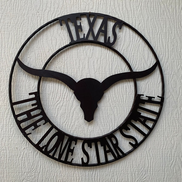 #DE22373 TEXAS THE LONE STAR STATE 24" LONGHORNS METAL WALL ART WESTERN HOME DECOR BRAND NEW