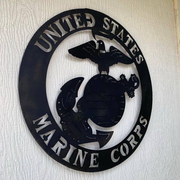 24" USA MARINE CORPS MILITARY LASERCUT BLACK CUSTOM VINTAGE METAL CRAFT WALL ART DECOR WESTERN HOME DECOR HANDMADE