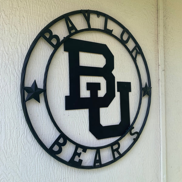 12", 18", 24", 32" BAYLOR BEARS CUSTOM BLACK METAL VINTAGE CRAFT SIGN WALL ART HANDMADE