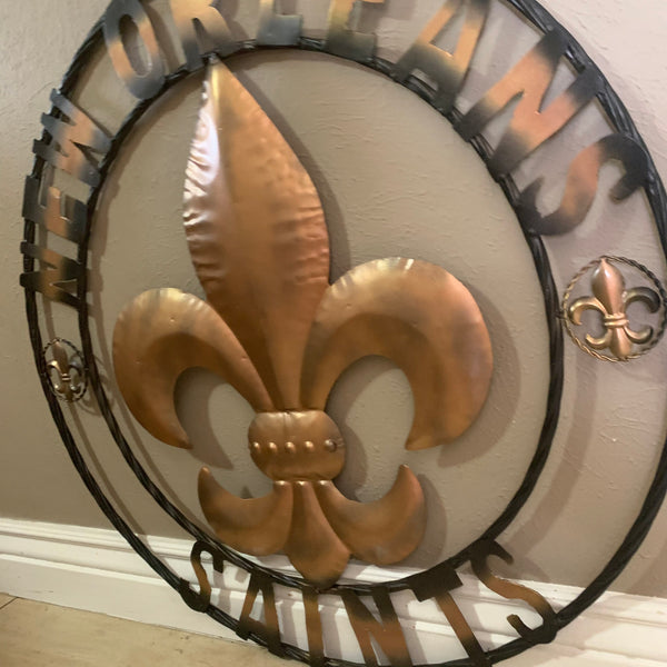 18", 24", 32" NEW ORLEANS SAINTS METAL SIGN WALL ART WESTERN HOME DECOR RUSTIC GOLD & BLACK ART NEW