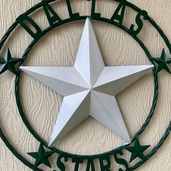 DALLAS STARS BARN LONE STAR METAL HOCKEY TEAM WESTERN HOME DECOR CRAFT RUSTIC GREEN & WHITE