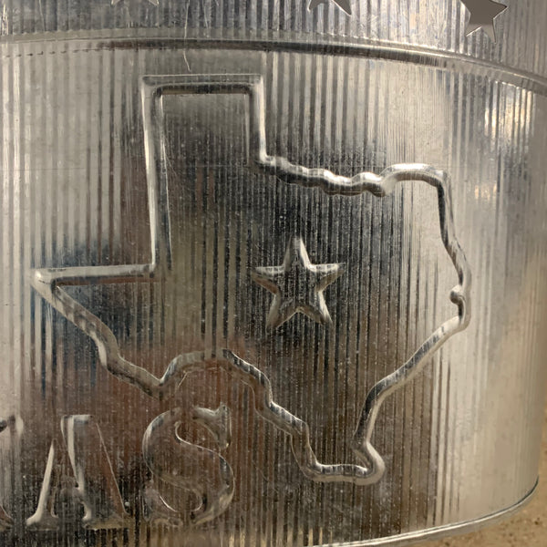 24" TEXAS BUCKET SILVER METAL OVAL TUB BEVERAGE HOLDER WESTERN HOME DECOR HANDMADE NEW #EH12495
