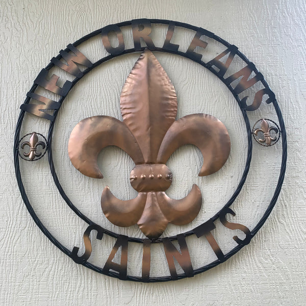 18", 24", 32" NEW ORLEANS SAINTS METAL SIGN WALL ART WESTERN HOME DECOR RUSTIC GOLD & BLACK ART NEW