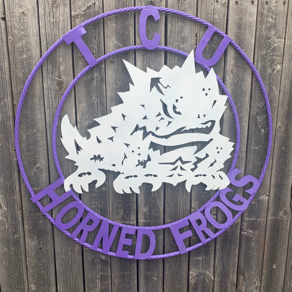 12",18",24",32",36" TCU HORNED FROGS CUSTOM METAL VINTAGE CRAFT TEAM SIGN HANDMADE