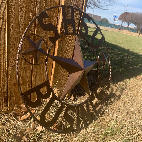 24",32" SHSU SAM HOUSTON BEARKATS BUSINESS RUSTIC BRONZE COPPER METAL CUSTOM VINTAGE CRAFT RUSTIC BLACK TEAM STAR HANDMADE