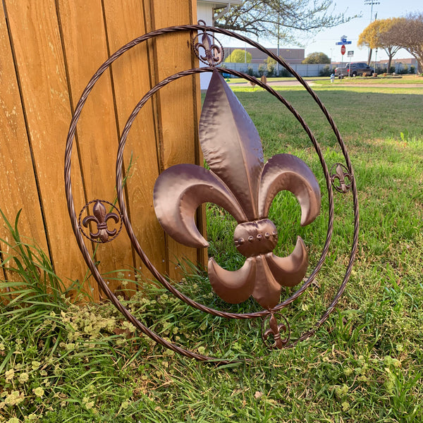 MULTI FLEUR DE LIS METAL WALL ART WESTERN HOME DECOR VINTAGE RUSTIC BROWN ART NEW