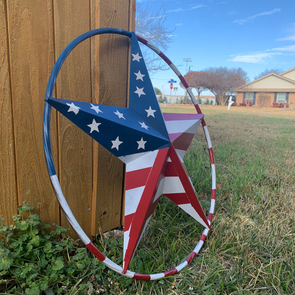 PEACE STAR SIGN METAL RED WHT BLUE STAR WESTERN HOME DECOR HANDMADE 12",16",24",32"36",38",40",48"