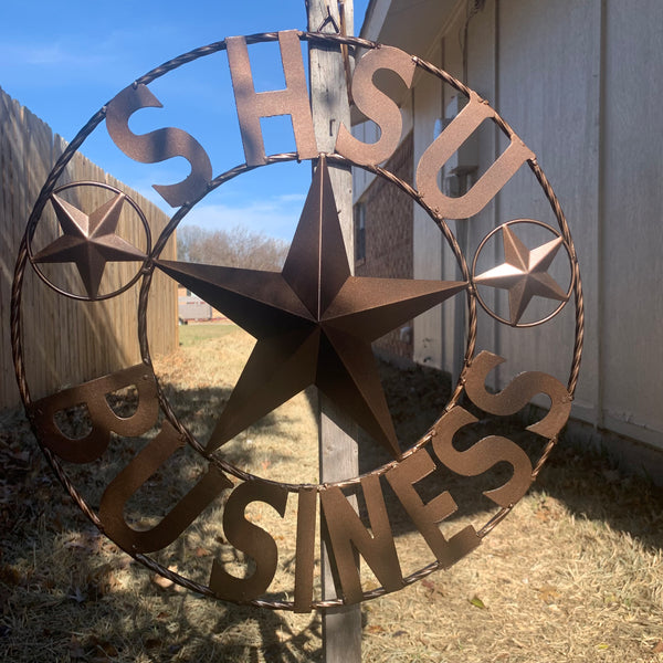 24",32" SHSU SAM HOUSTON BEARKATS BUSINESS RUSTIC BRONZE COPPER METAL CUSTOM VINTAGE CRAFT RUSTIC BLACK TEAM STAR HANDMADE