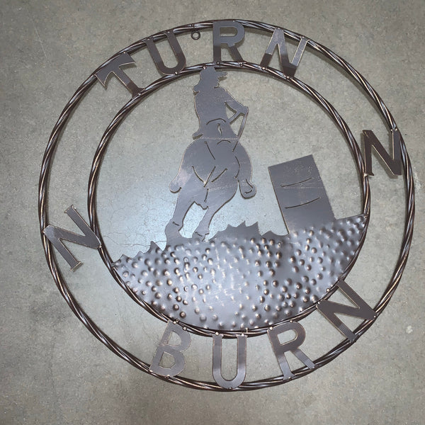 24" TURN N BURN COWBOY METAL WALL ART WESTERN HOME DECOR B15006