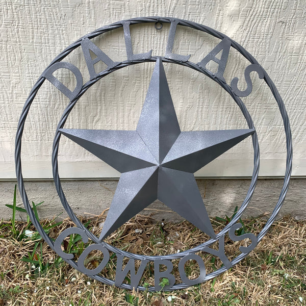 DALLAS COWBOYS RUSTIC GREY BARN LONE STAR CUSTOM METAL VINTAGE STAR WESTERN HOME DECOR