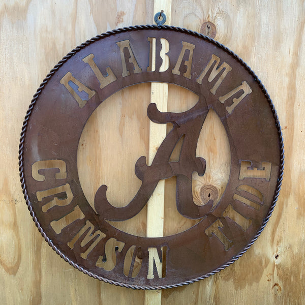 ALABAMA CRIMSON TIDE WIDE BAND RING CUSTOM METAL VINTAGE CRAFT TEAM SIGN HANDMADE